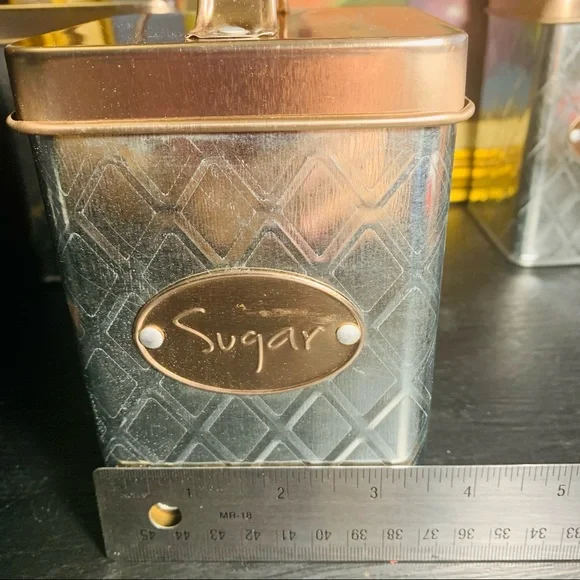 Coffee sugar and tea rose gold and silver kitchen canister ☕️ - Picture 13 of 14